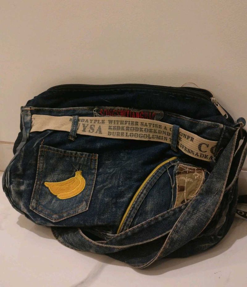 Vintage Patchwork Denim Shoulder Bag