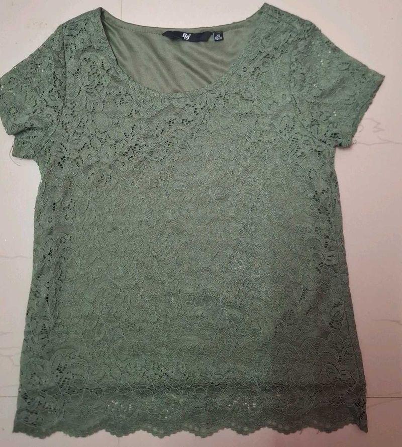 Olive Lace Top