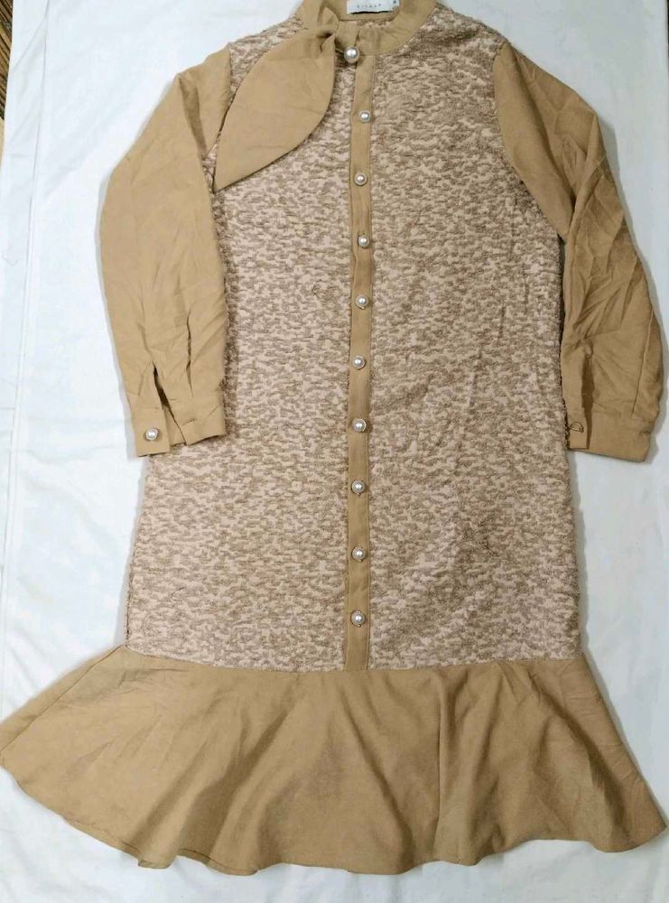 Elegant Tan Midi Shirt Dress10/10