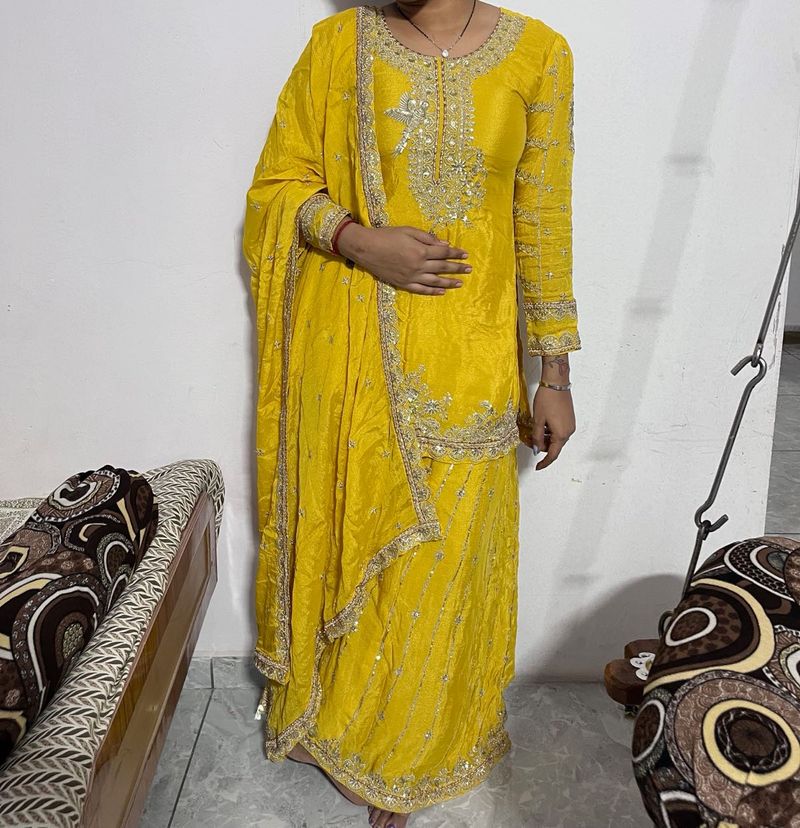 Yellow Embroidered Salwar Suit