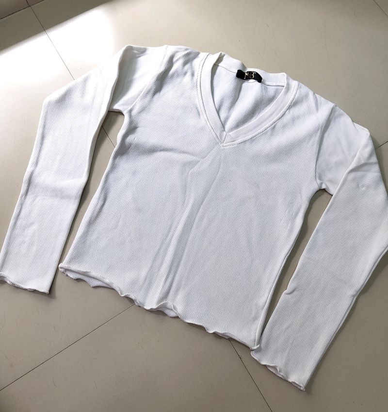 Plain White V-Neck Tshirt For Women