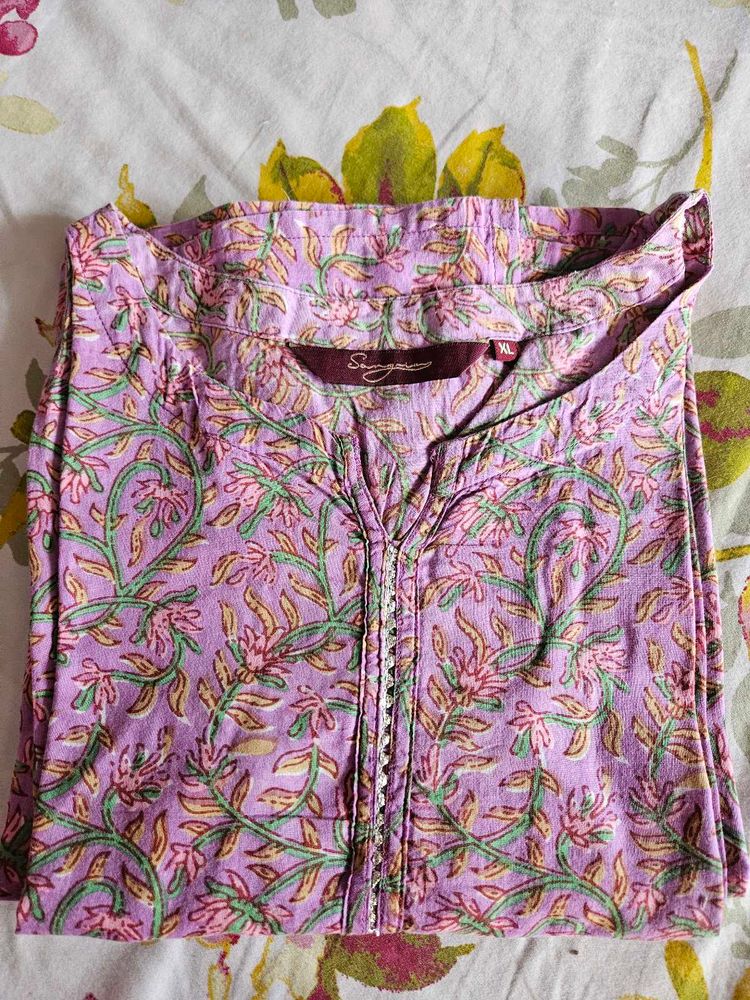 Sangria Purple Cotton Kurti