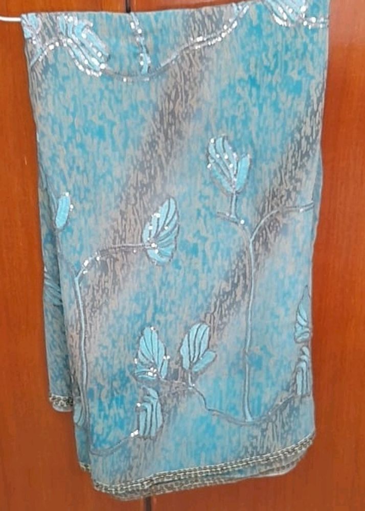Sea Green Colour Sari
