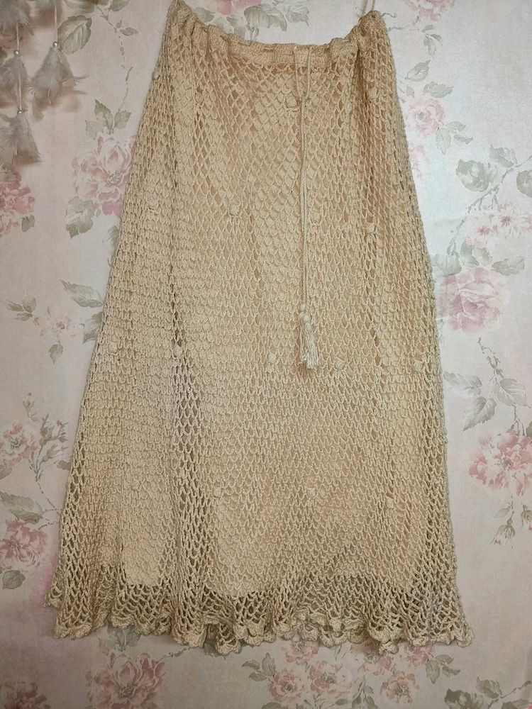 Boho Crochet Beige Skirt – Lightweight &amp; Flowy