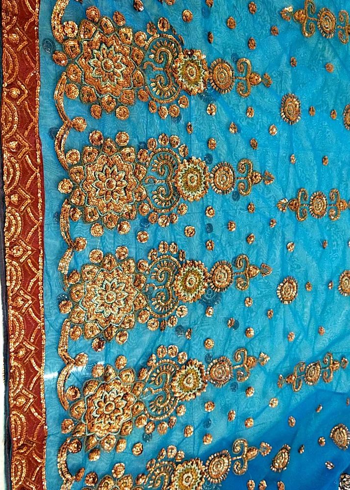 2 Combo Saree Embroidered Blue &amp; Gold Sare