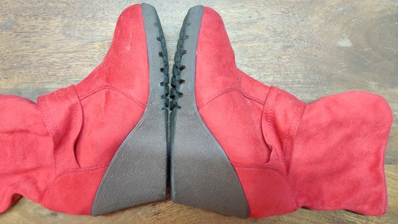 Red Wedge Heel Boots