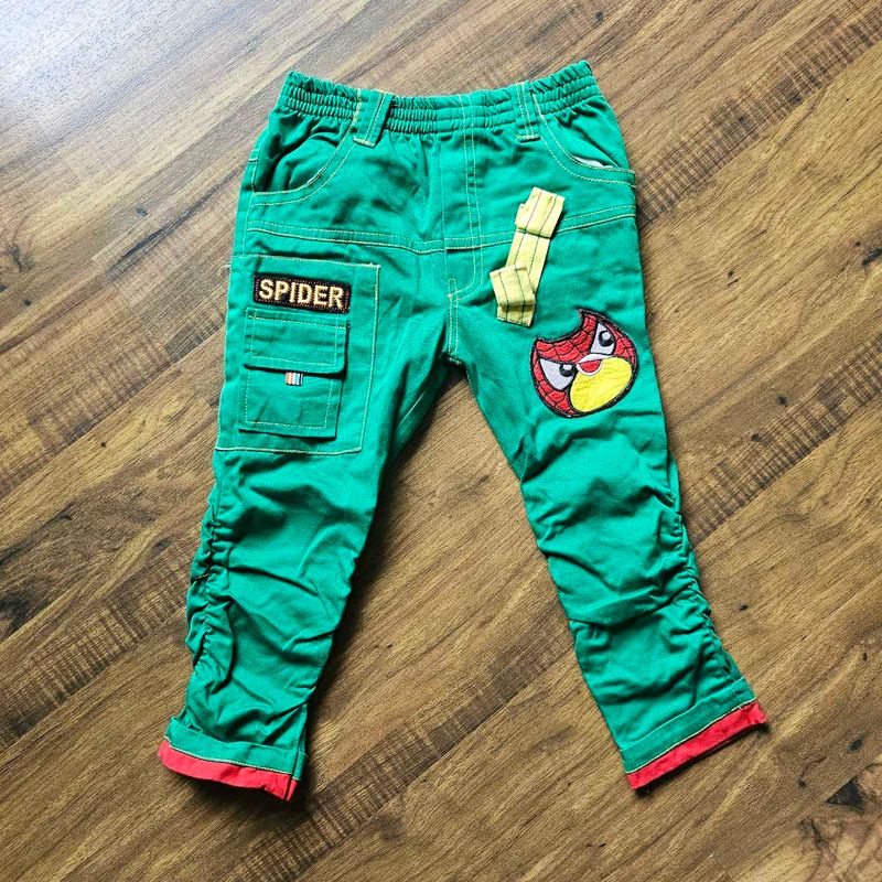 Patchwork Green Kids Pants