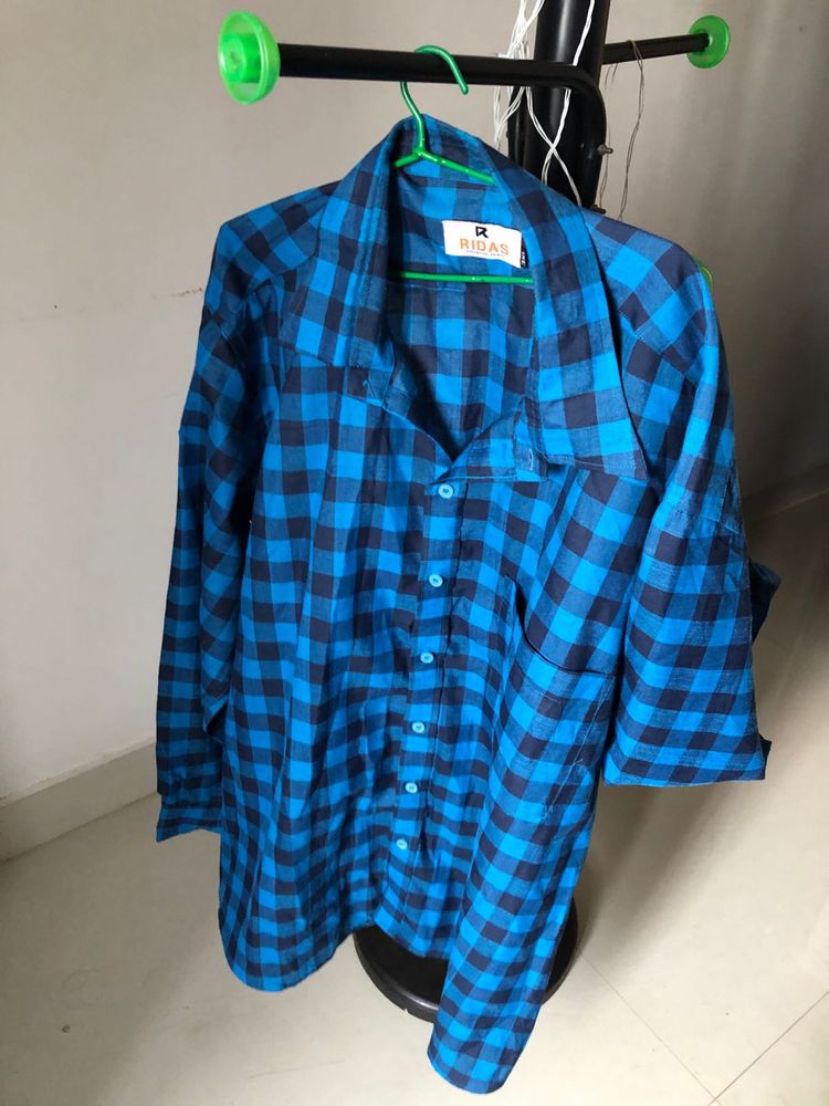 Blue Plaid Button Down Shirt
