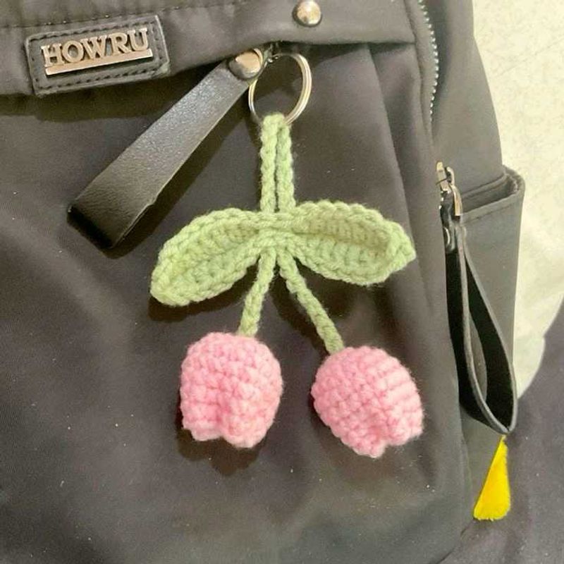 crochet tulip keychain