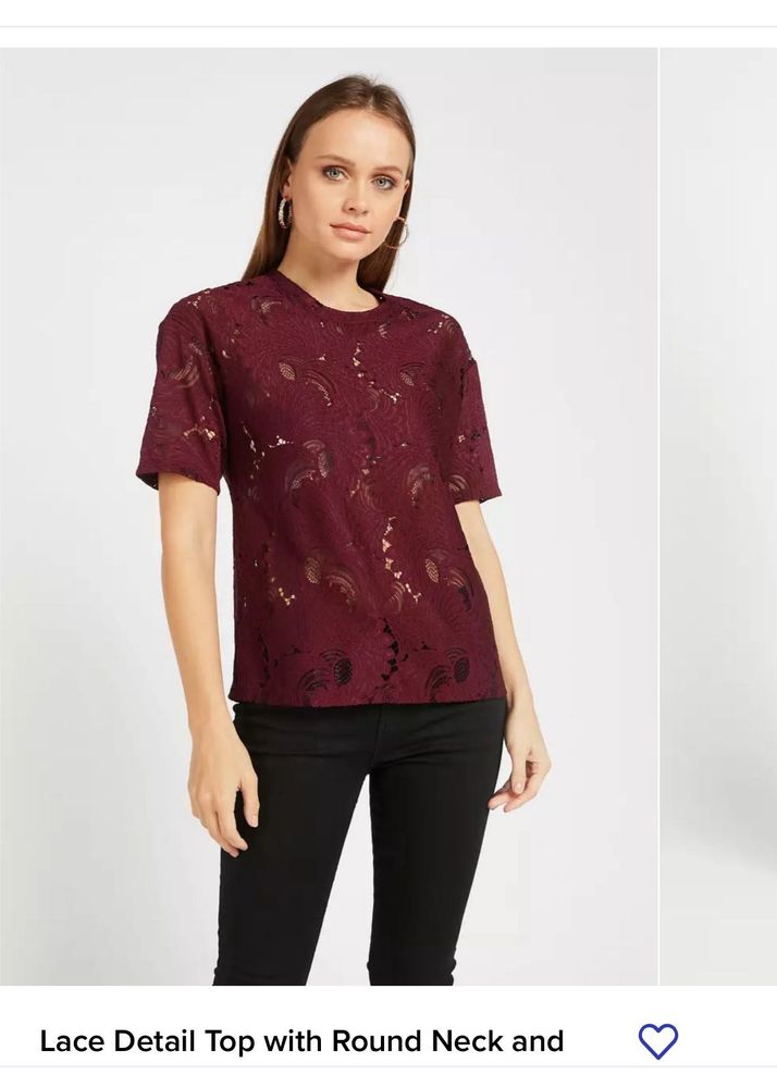 MAX UAW Maroon Lace Top