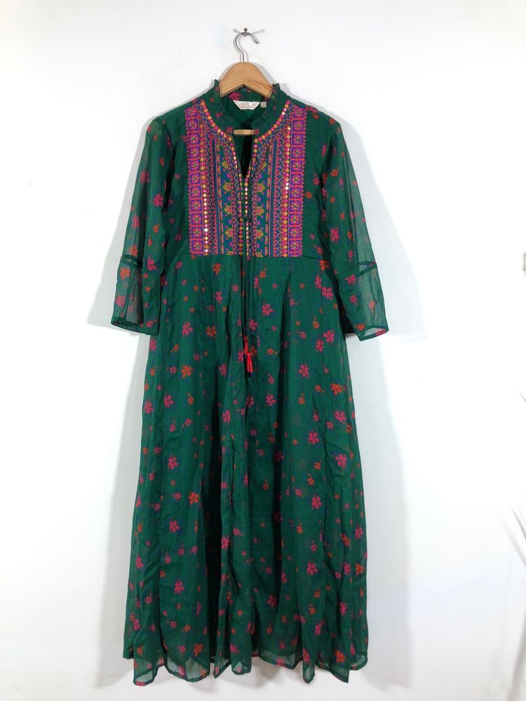 Dark Green Printed Dress(Women’s)
