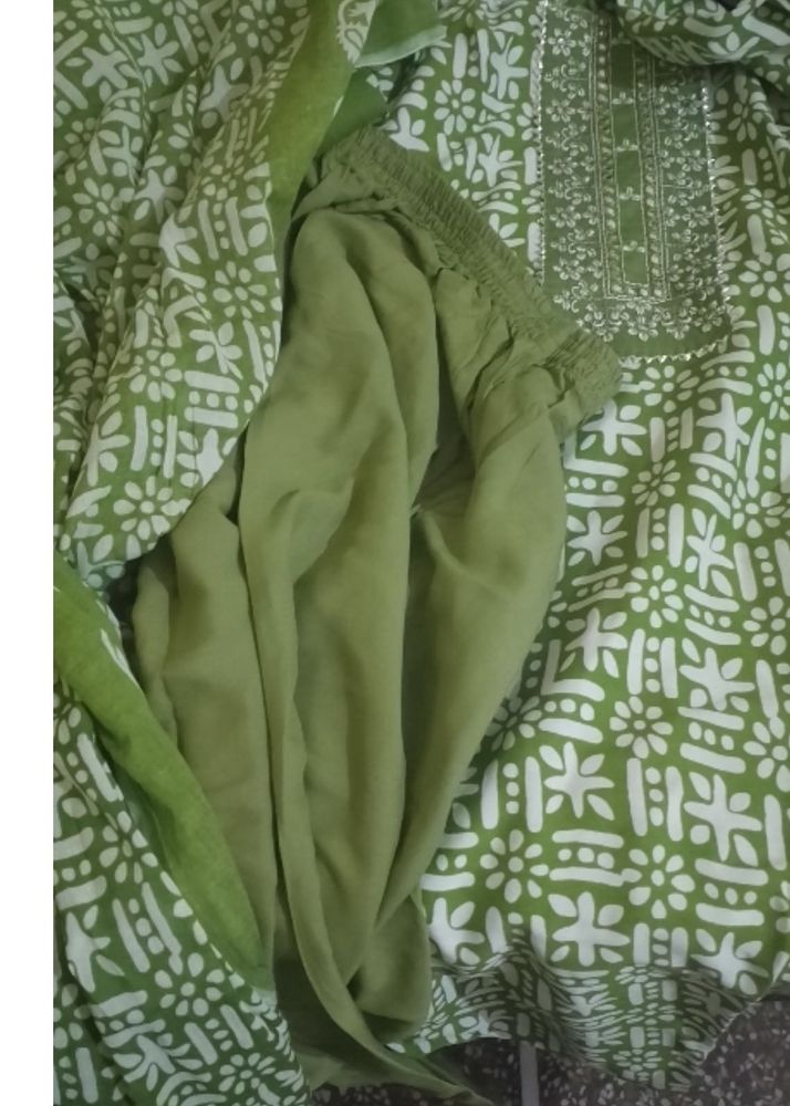 Green Printed Kurta Set