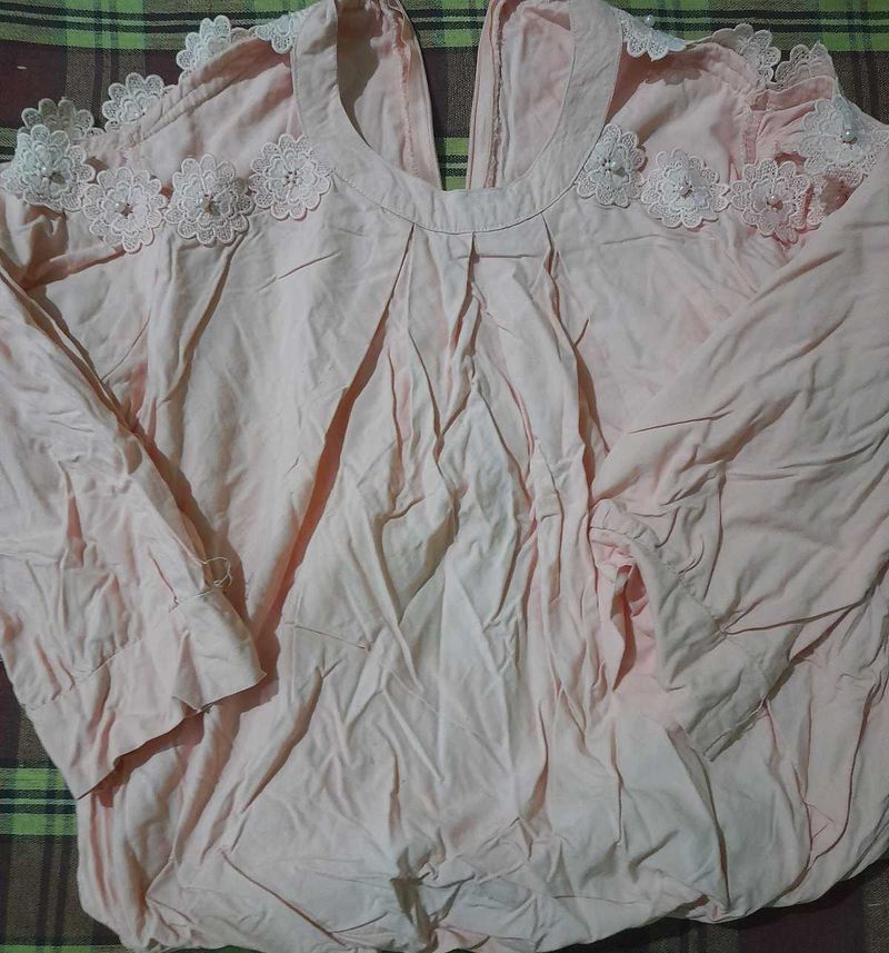 Peach Floral Lace Top