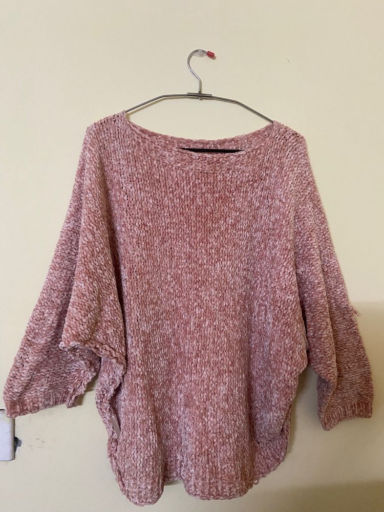 Oversized Pink Chenille Sweater