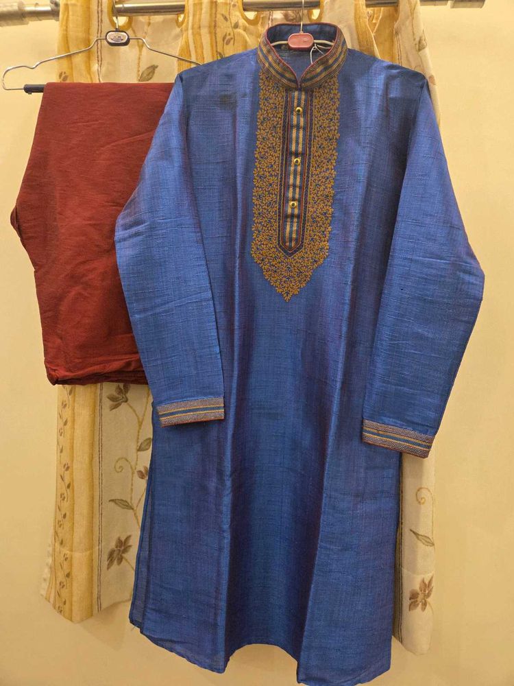 Blue Silk Kurta Set
