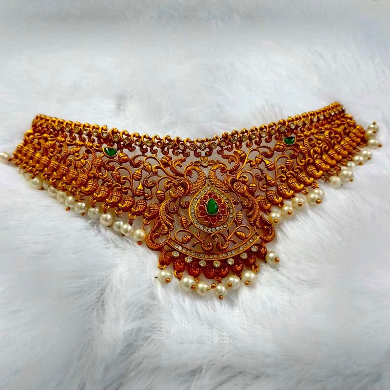 Gold-toned Peacock Necklace