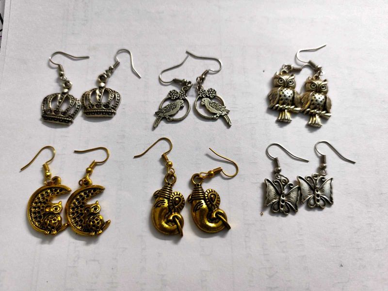 Combo Of 6 pair Oxidised Earring
