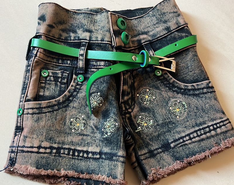 SALE: Washed Denim Shorts, Baby Girl (1-1.5 Year)