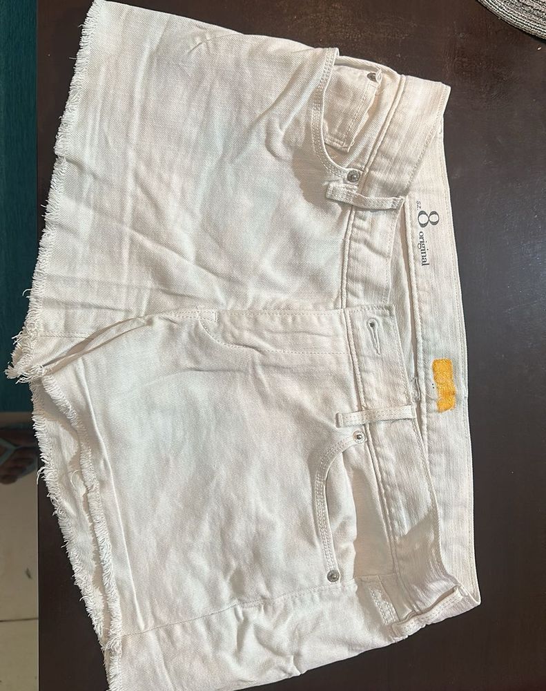 White Ripped Denim Shorts