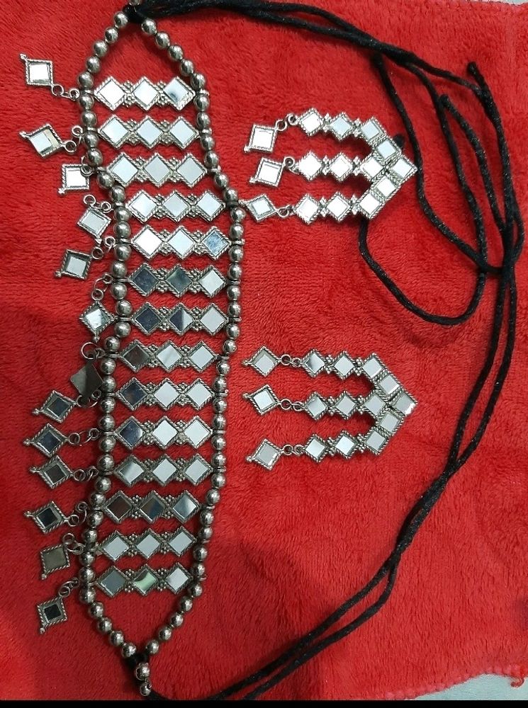 Mirrored Statement Necklace &amp; Earrings