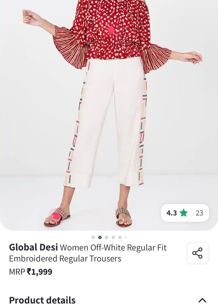 Global Desi Embroidered Trousers