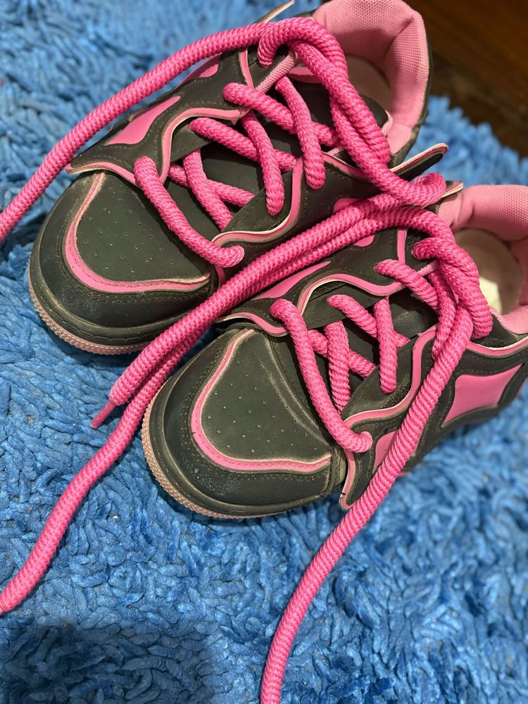 Kids Gray &amp; Pink Sneakers