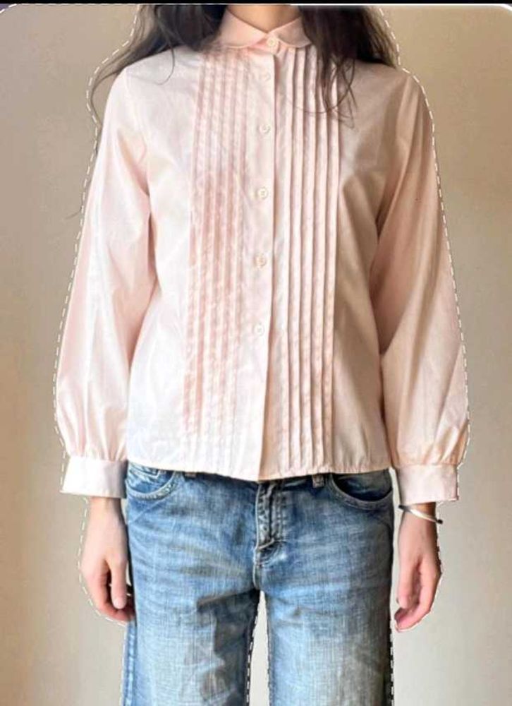Vintage Pink Pleated Blouse 🌷💓