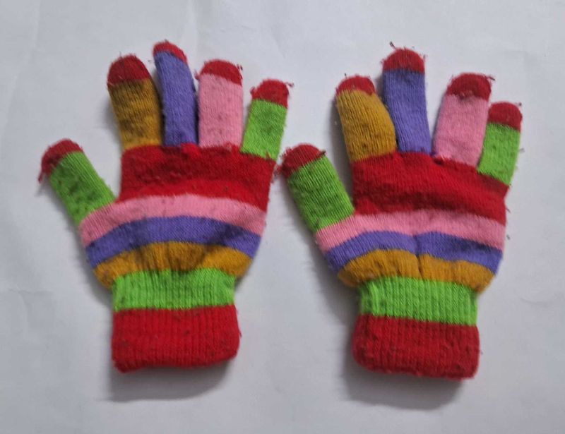 Kids Colorful Striped Gloves