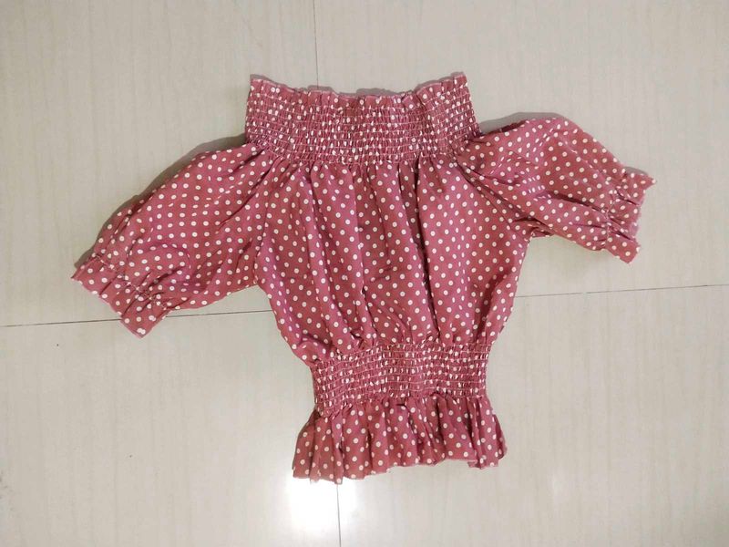 Cute Polka Dot Off-Shoulder Top