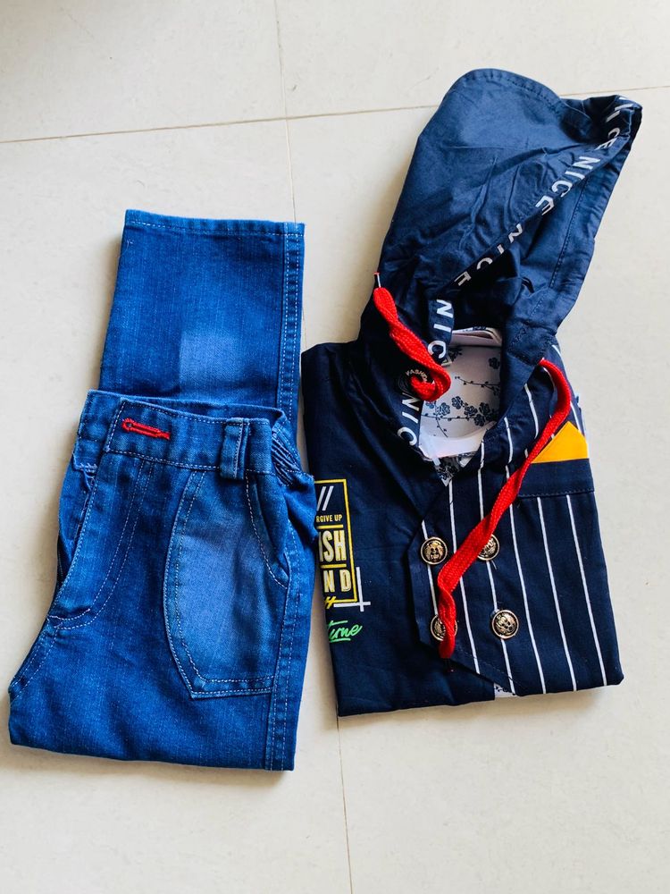 Boy&#39;s Outfit: Hoodie and Jeans Set