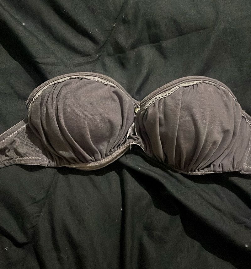 Lacy Grey Strapless Bra
