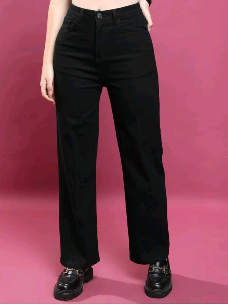 Tokyo Talkies Flared Mid Rise Black Jeans