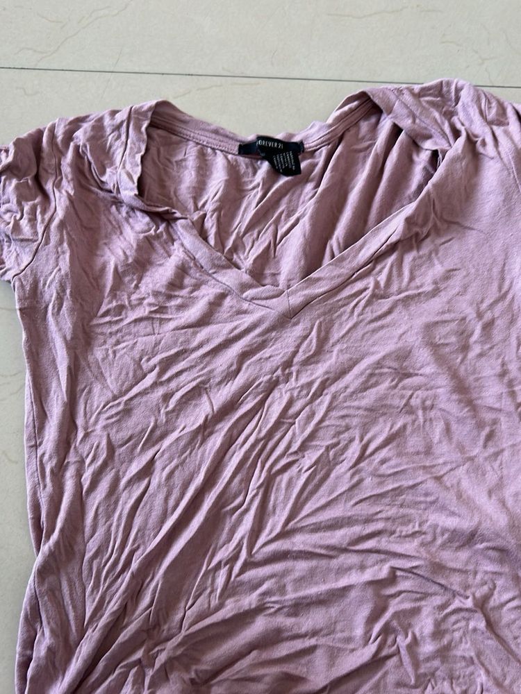 Forever 21 Lavender V-Neck Tee