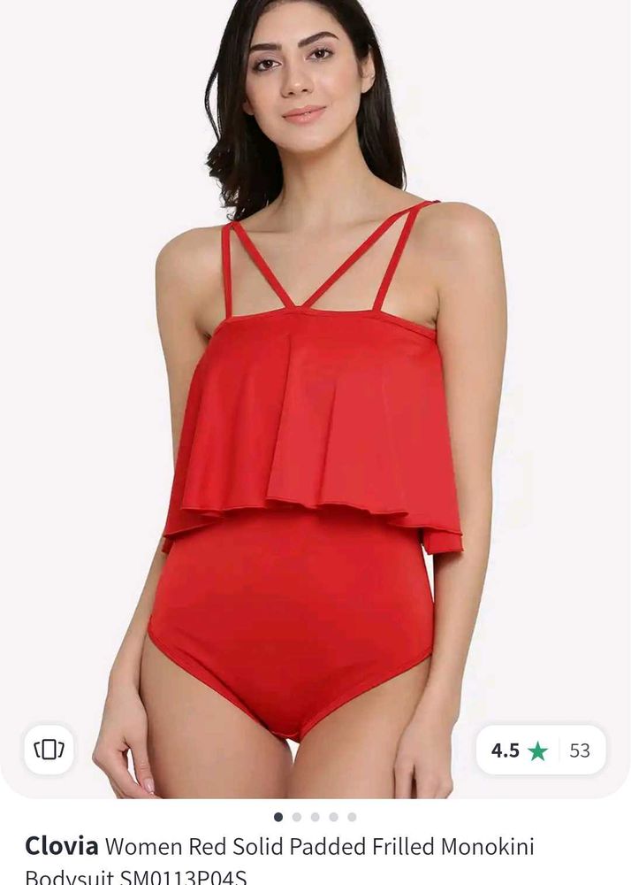 Red Ruffled Monokini