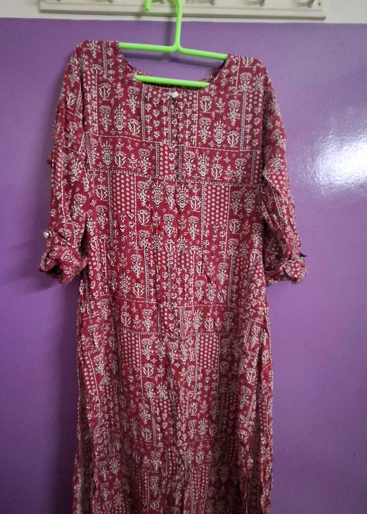 Red Ajrakh Kurti