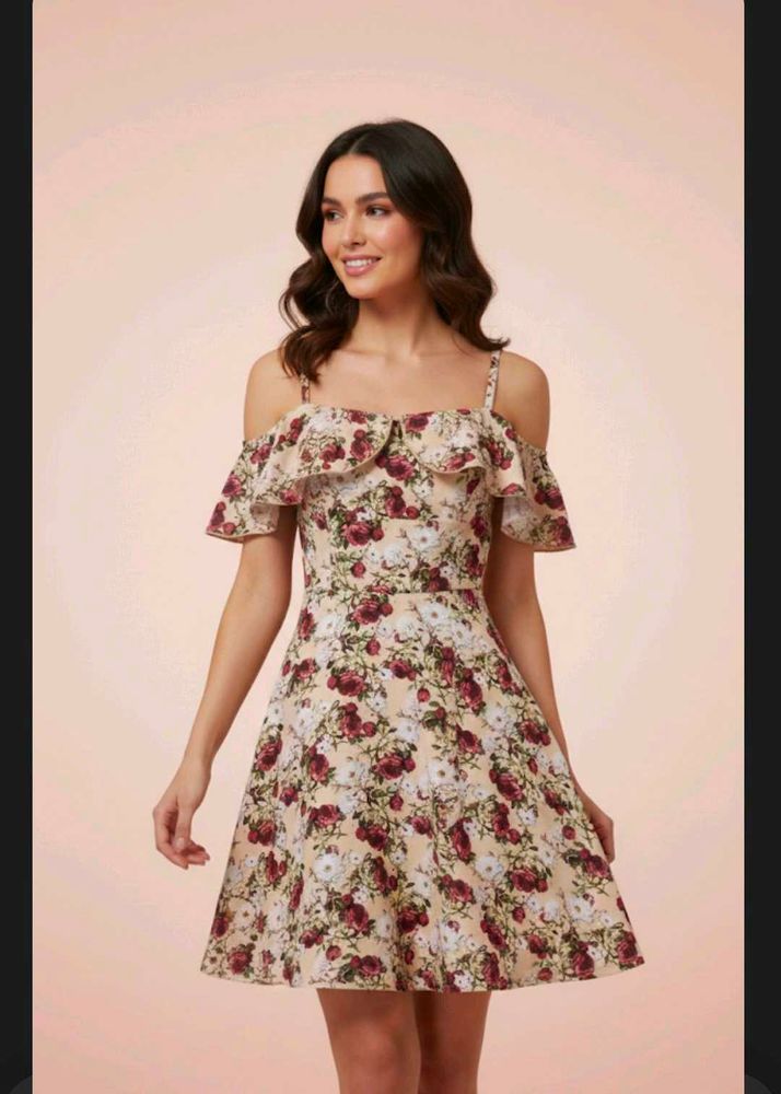 Floral Off-Shoulder Mini Dress🎀💐