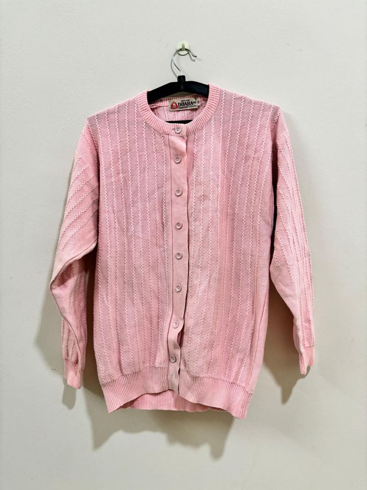 Pink Button Up Cardigan