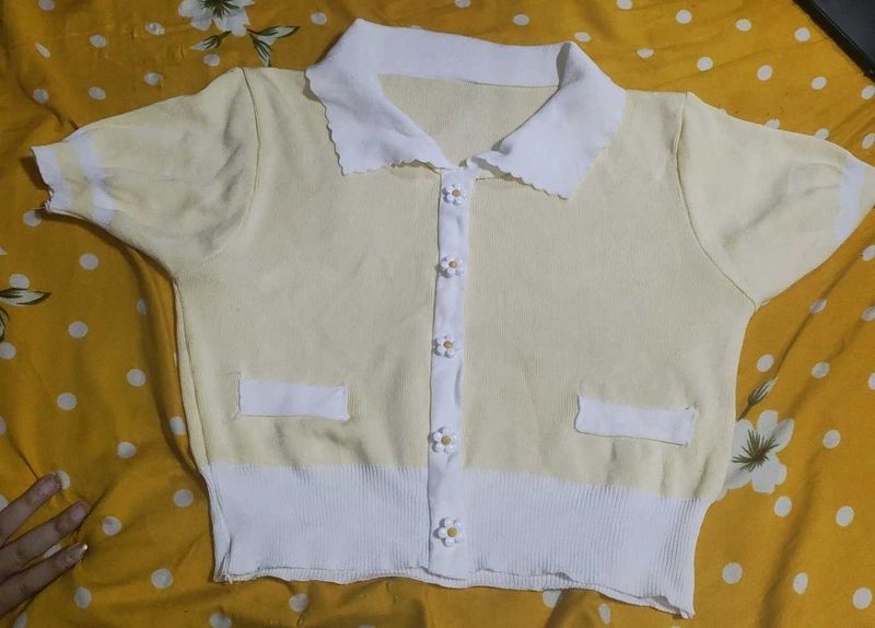 Cute Yellow Cardigan Top