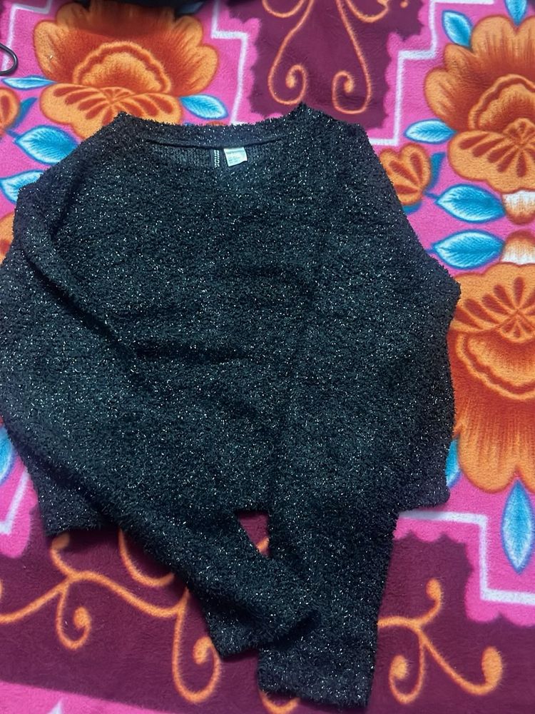 Sparkly Black Cropped Sweater