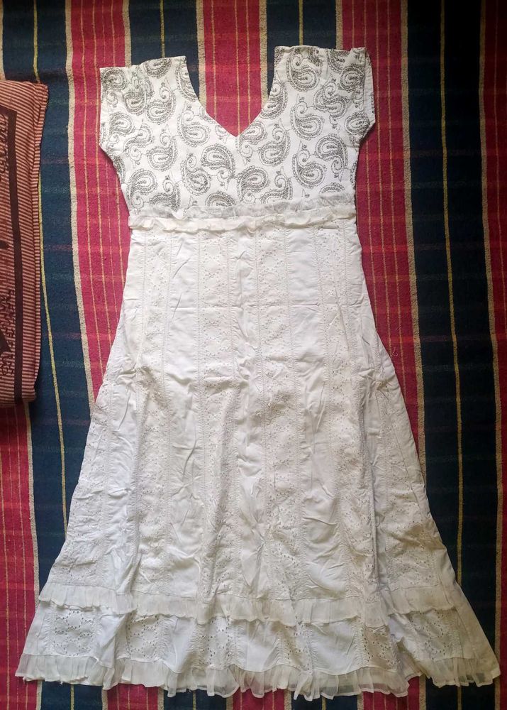 Chikankari-Inspired White Cotton Dress