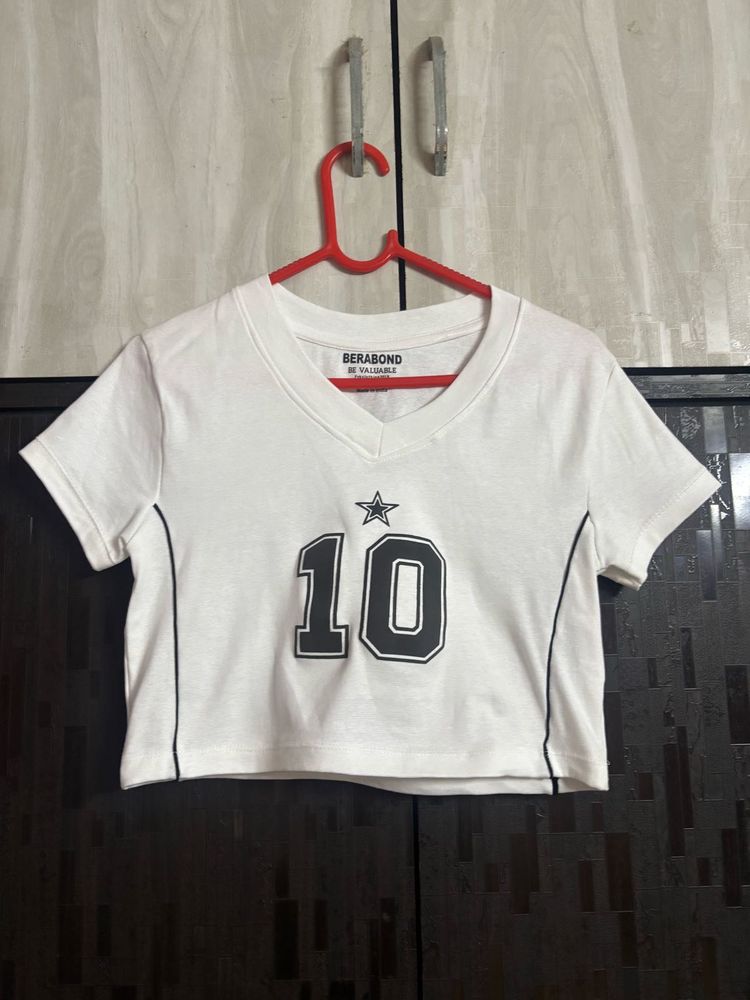 v neck jersey crop top