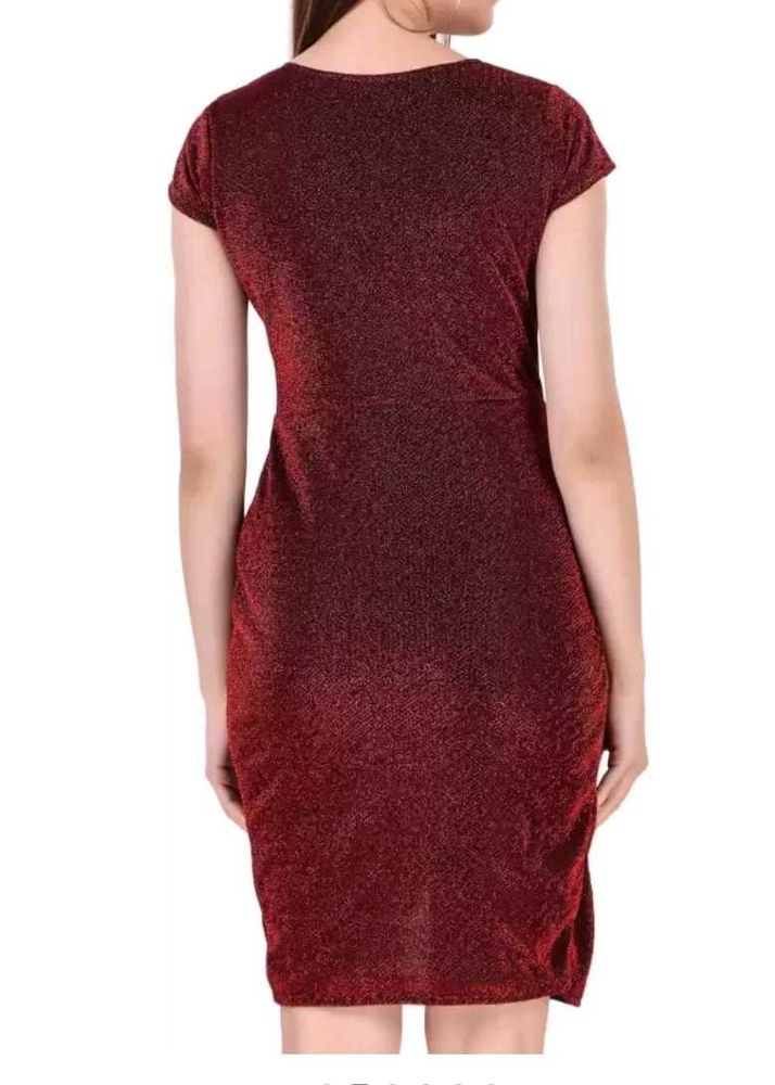 Mahroon Coloured Bodycoon Dress, Fabric is Shiney