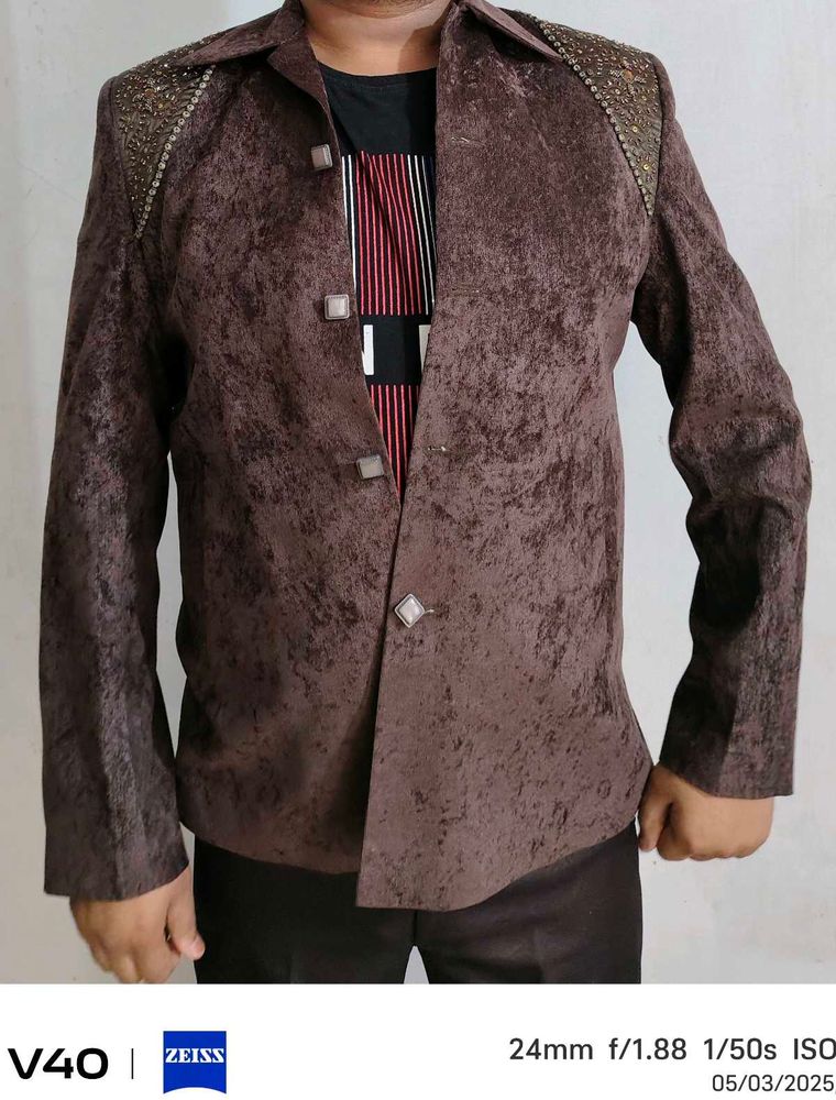 Velvet Blazer with Shoulder Detail