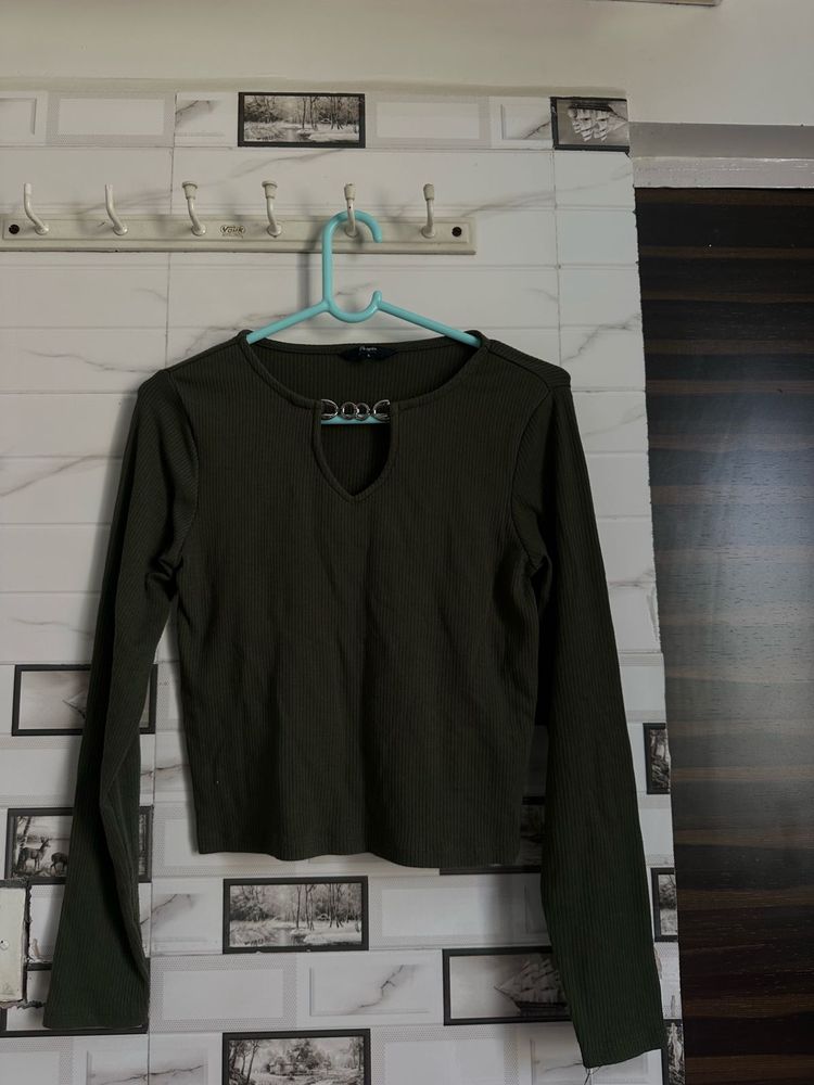 Olive Green Long Sleeve Top