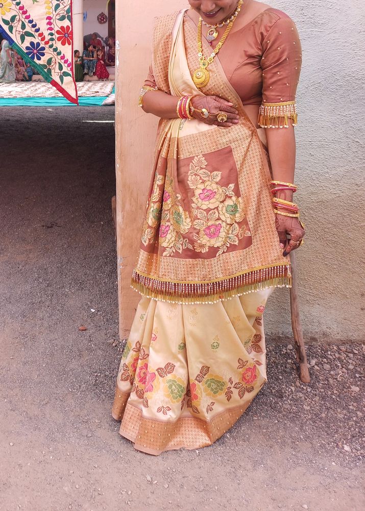 Hand Work Golden Saree
