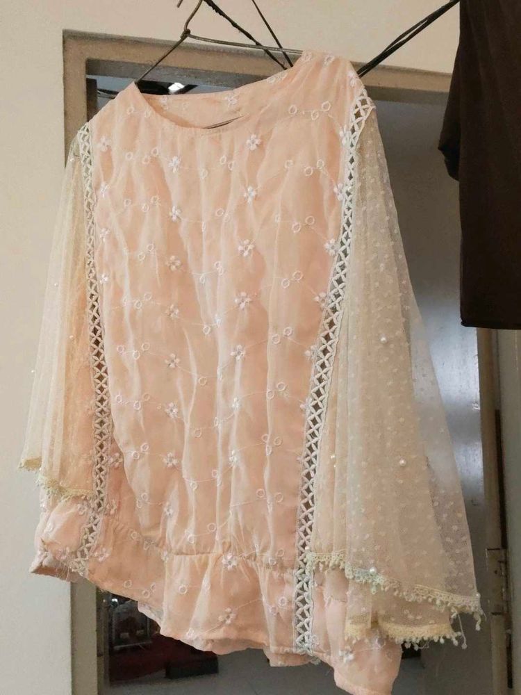 Peach Lace Top
