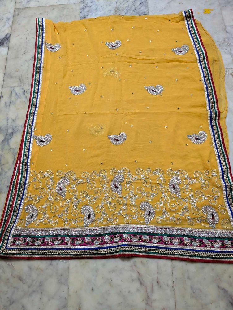 beautiful Yellow georgette saree