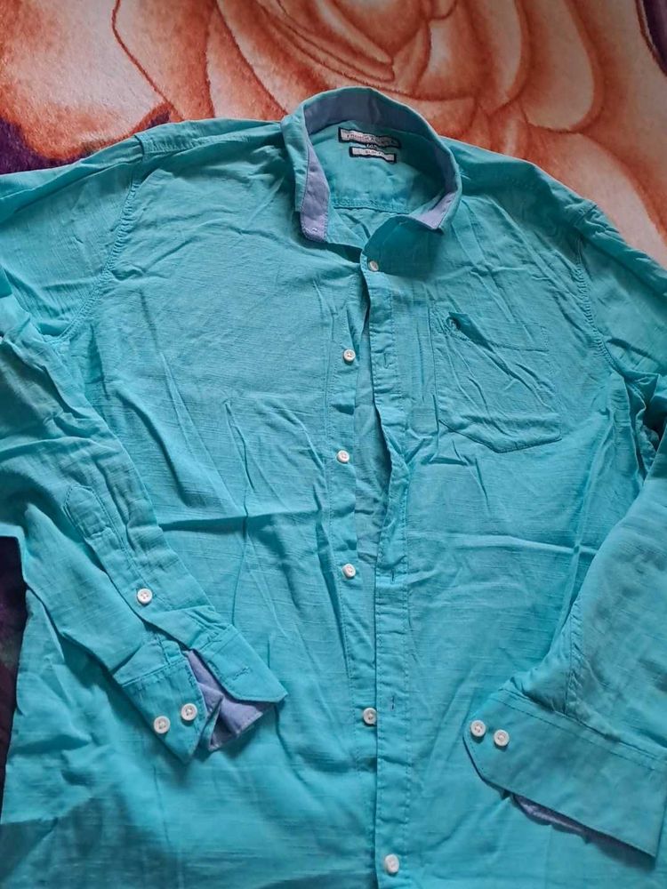 Turquoise Button-Down Shirt