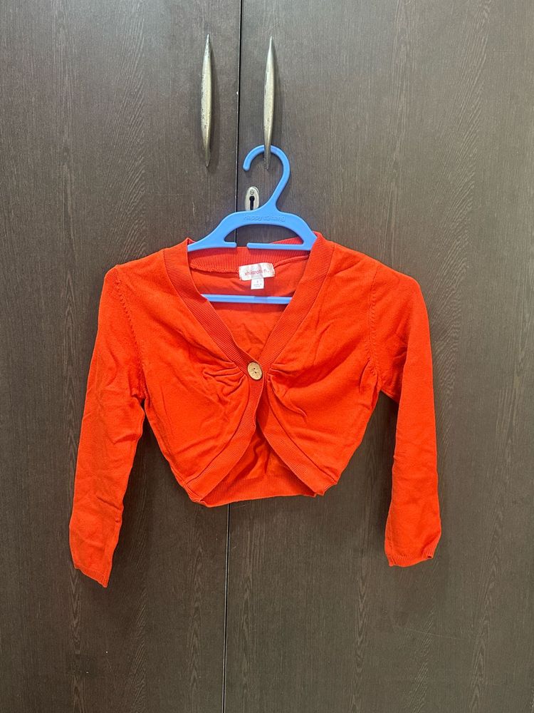 Orange Cropped Cardigan