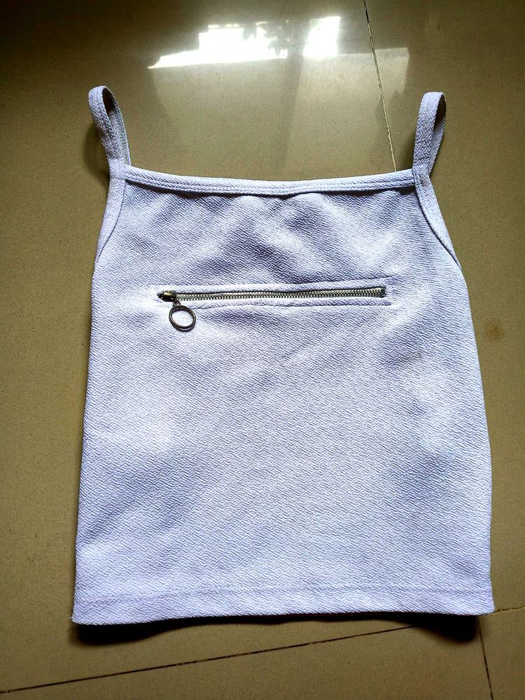 Lilac Zipper Detail Tank Top